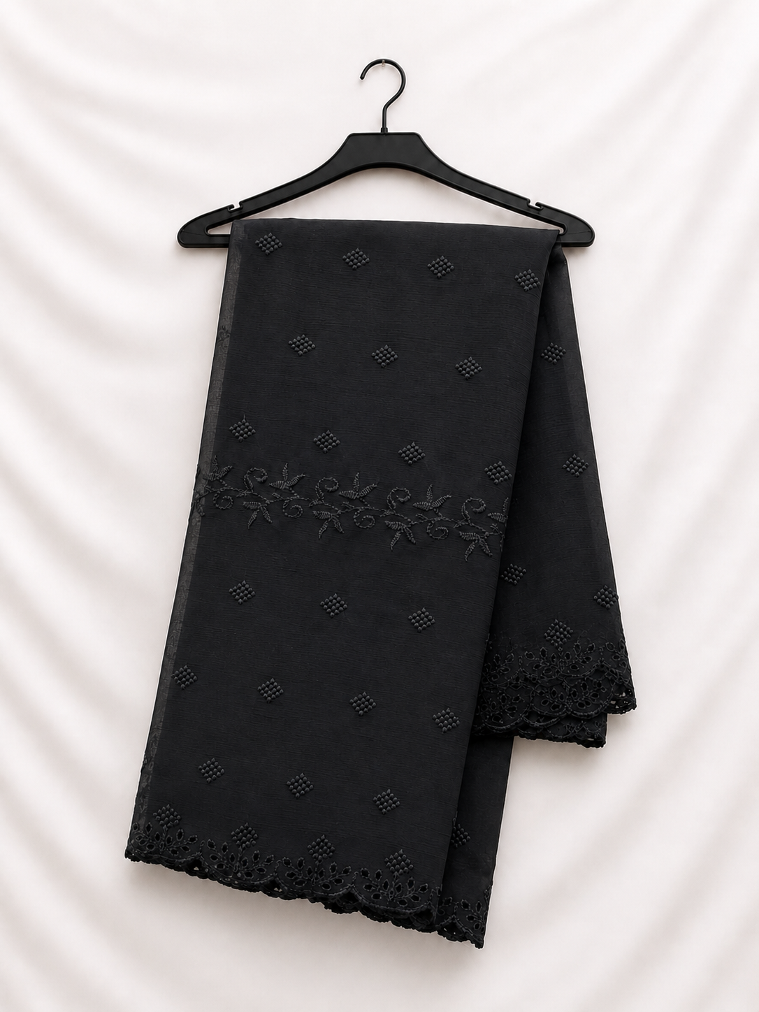 Black Chiffon Casual With Black Thread Work