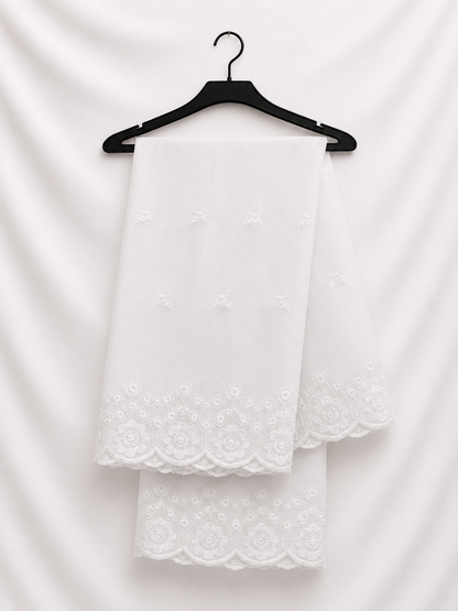 White Chiffon Casual With White Thread Work