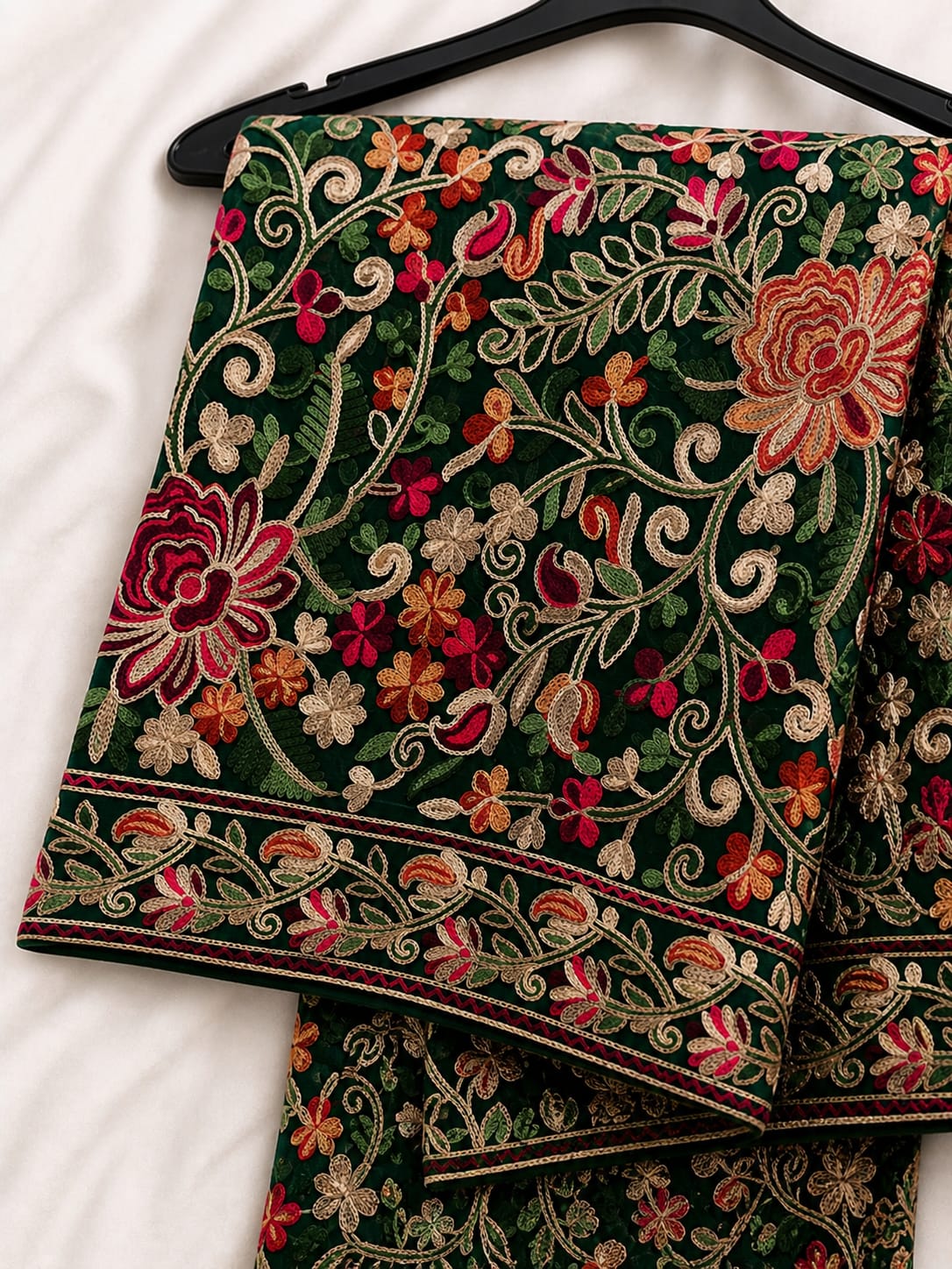 Elegant Black Fancy Chiffon Multi Embroidery With Full (Heavy) Threadwork