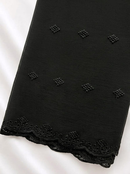 Black Chiffon Casual With Black Thread Work