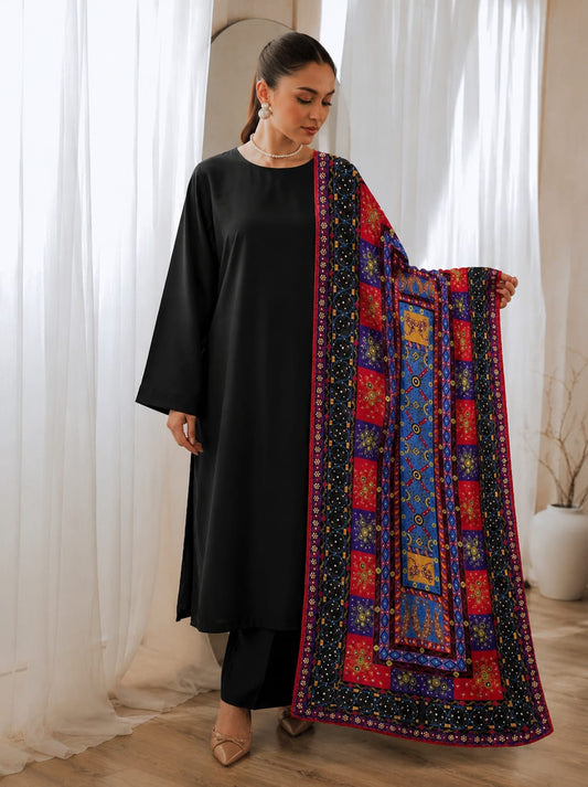 Silk Heavy Multi Embroidered With Mirror and Pearls Work Dupatta